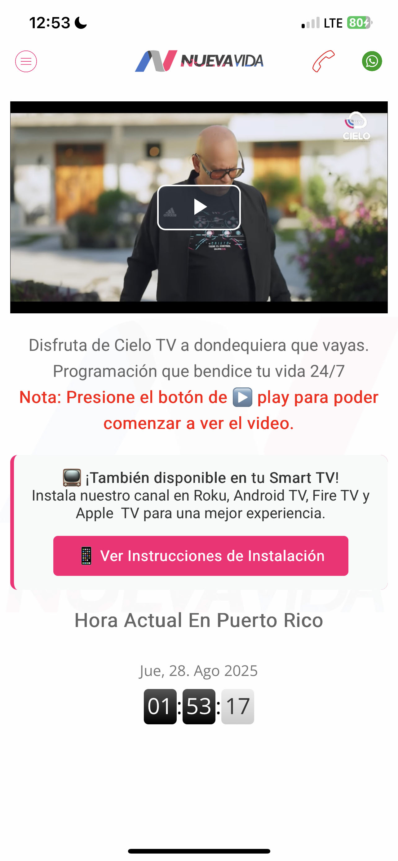 App Android de Nueva Vida - Videos grabados