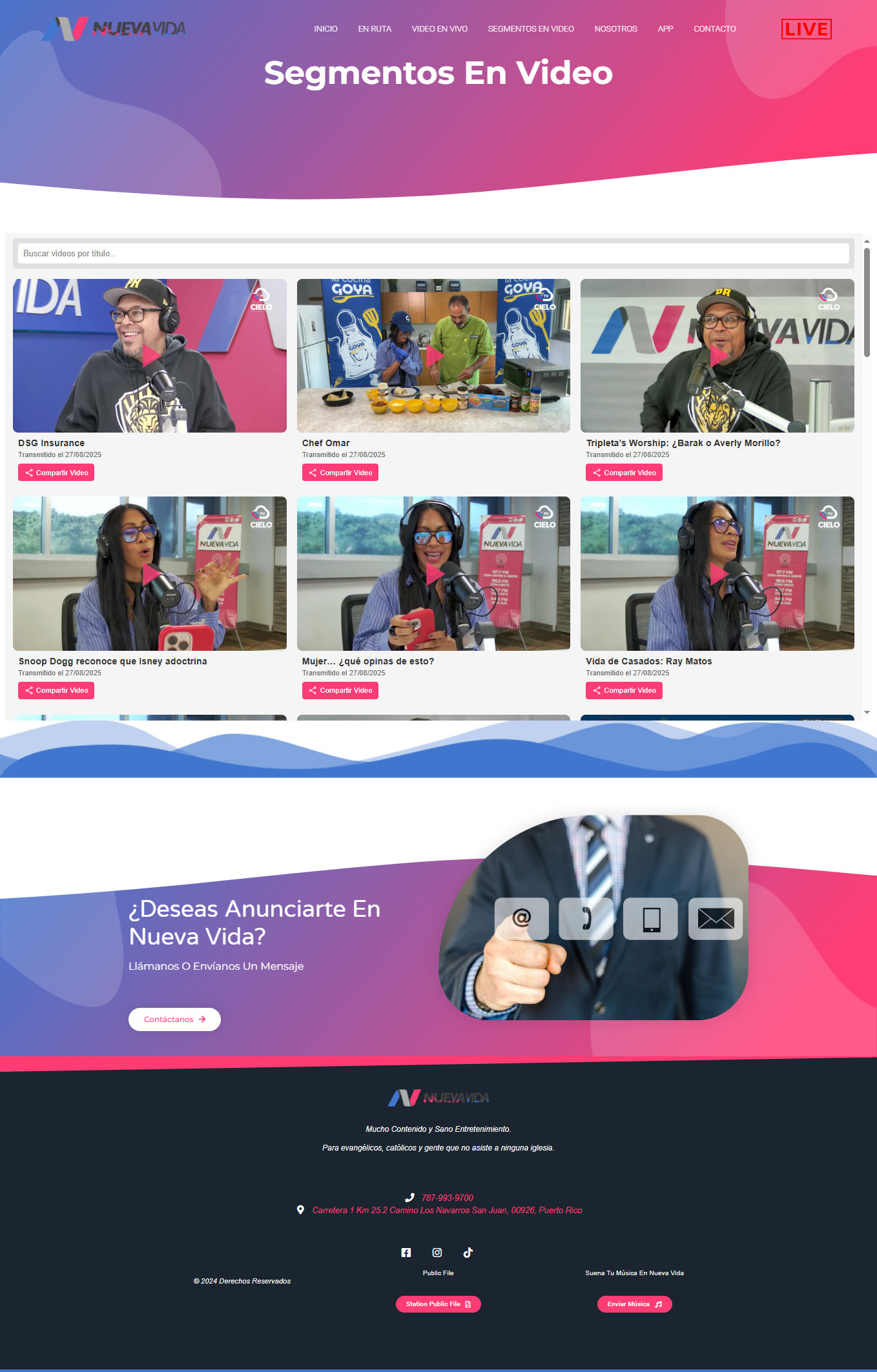 Web de Nueva Vida - Videos recientes
